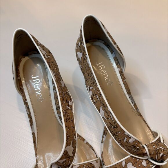 Gorgeous J. Reneé Women's Jaynnie Cork-White Floral Lace Heels US Size 9.5 M - Picture 10 of 11